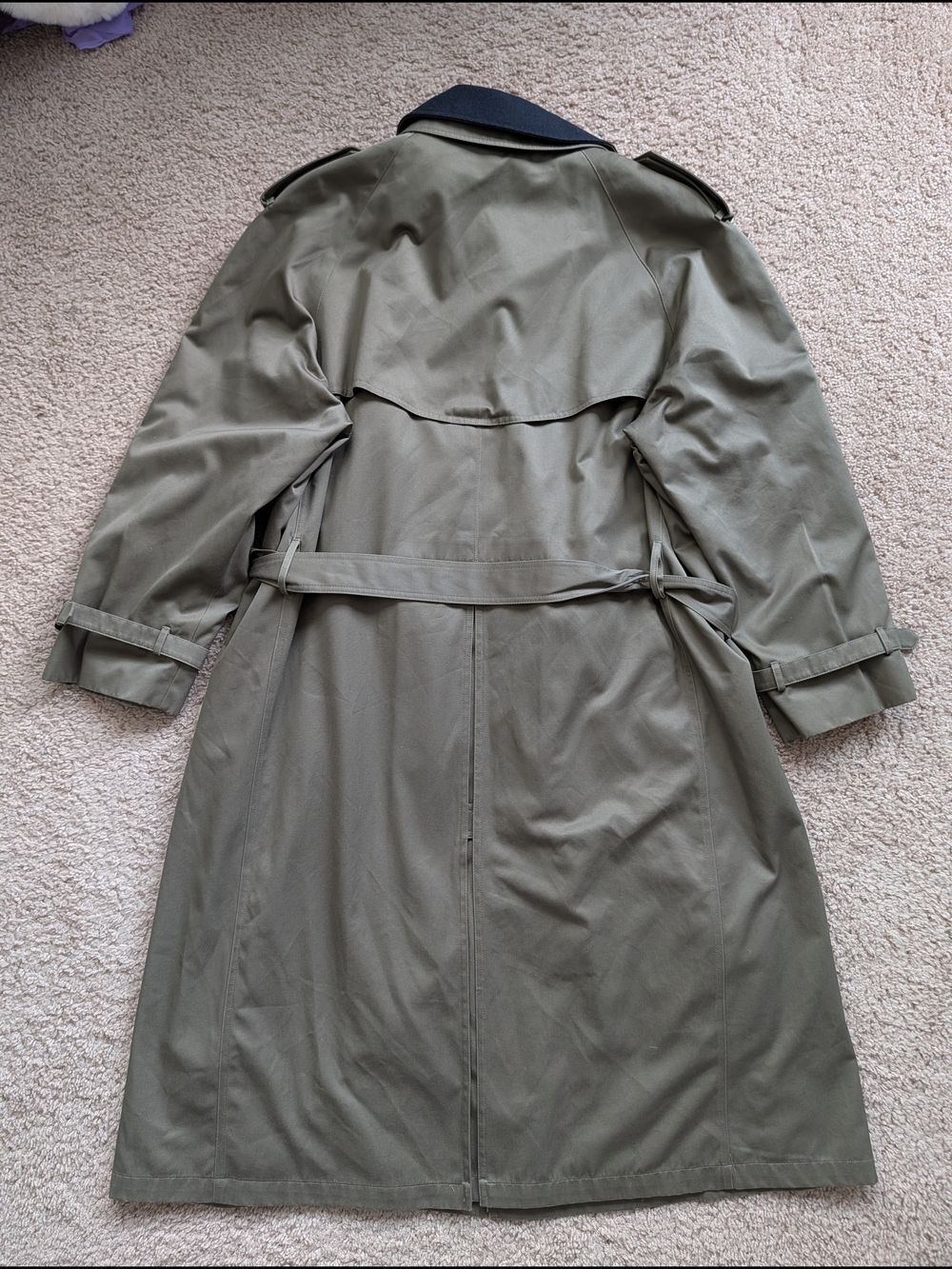 Chaps Ralph Lauren Mens Olive Green Vintage Double Breasted Trench Coat Size 46R - Picture 7 of 16